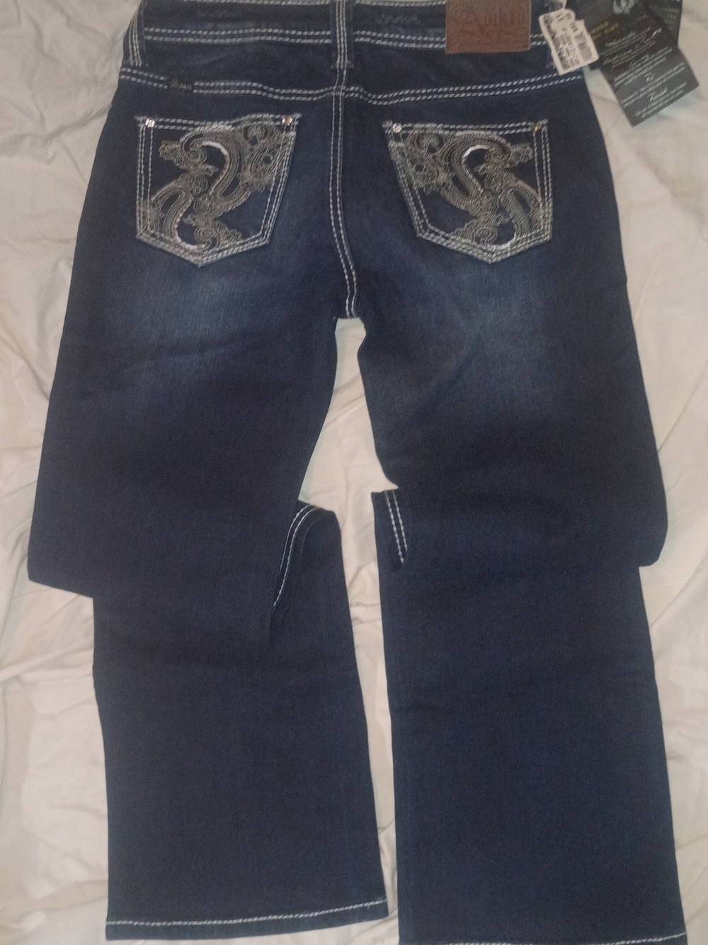 New With Tags Adiktd Dark Blue Bootcut Jeans with Embroidered Back Pockets